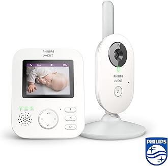 AVENT Philips Video Baby Monitor – Private and secure with A-FHSS technology, 2.7 inch color screen, Soothing lullabies & talkback (Model SCD833/05)