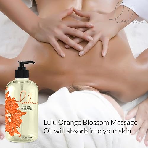 Miniatura 3 de Aceite de masaje Lulu Orange Blossom con jojoba y aceites esenciales. Para masajear 16 onzas.