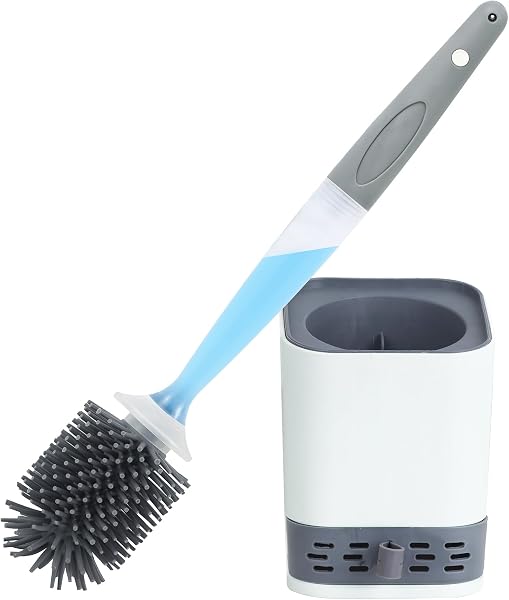Cepillo de baño WC de Silicona CHICGADGETS, Cepillo y Soporte para Inodoro, Sistema de Limpieza Integrado, Almacena y Libera Agentes de Limpieza, Antibacteriano, Antigoteo, Secado rápido, Inodoro - 1