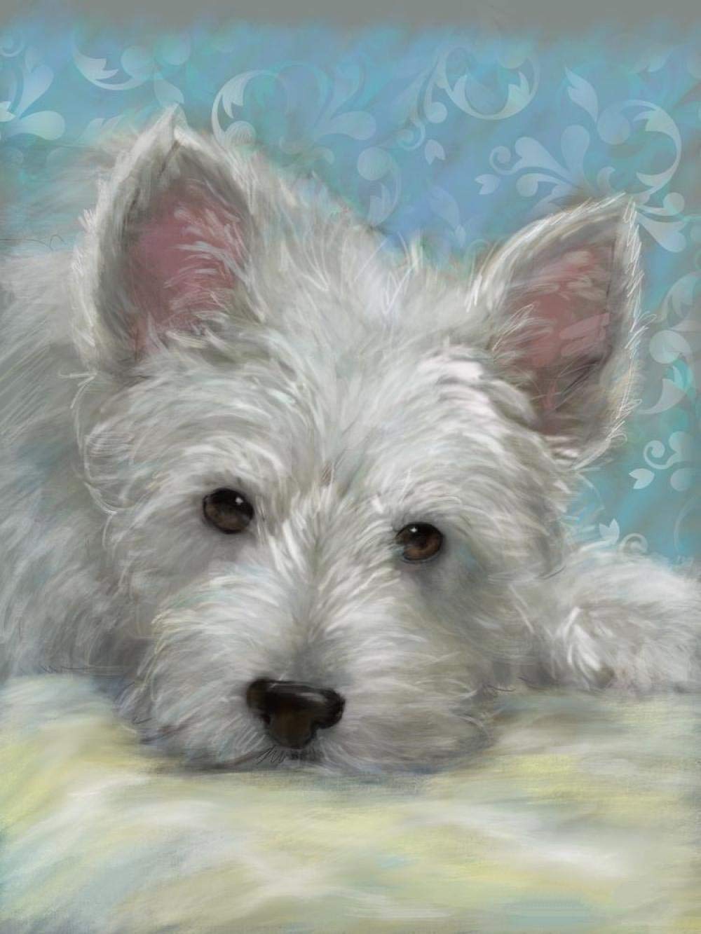 Sanzez Njez013 5D Diy Diamond Painting Kit Westie Dog Diamond Drawing For Adults Rhinestone Embroidery Art Home Wall Decor Full Drill 30X40cm