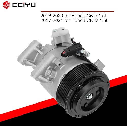 Miniatura 5 de cciyu Compresor de CA para coche 2016-2020 para Honda Civic 2017-2021 para Honda CR-V 1.5L Compresor de aire acondicionado con embrague 7 ranuras