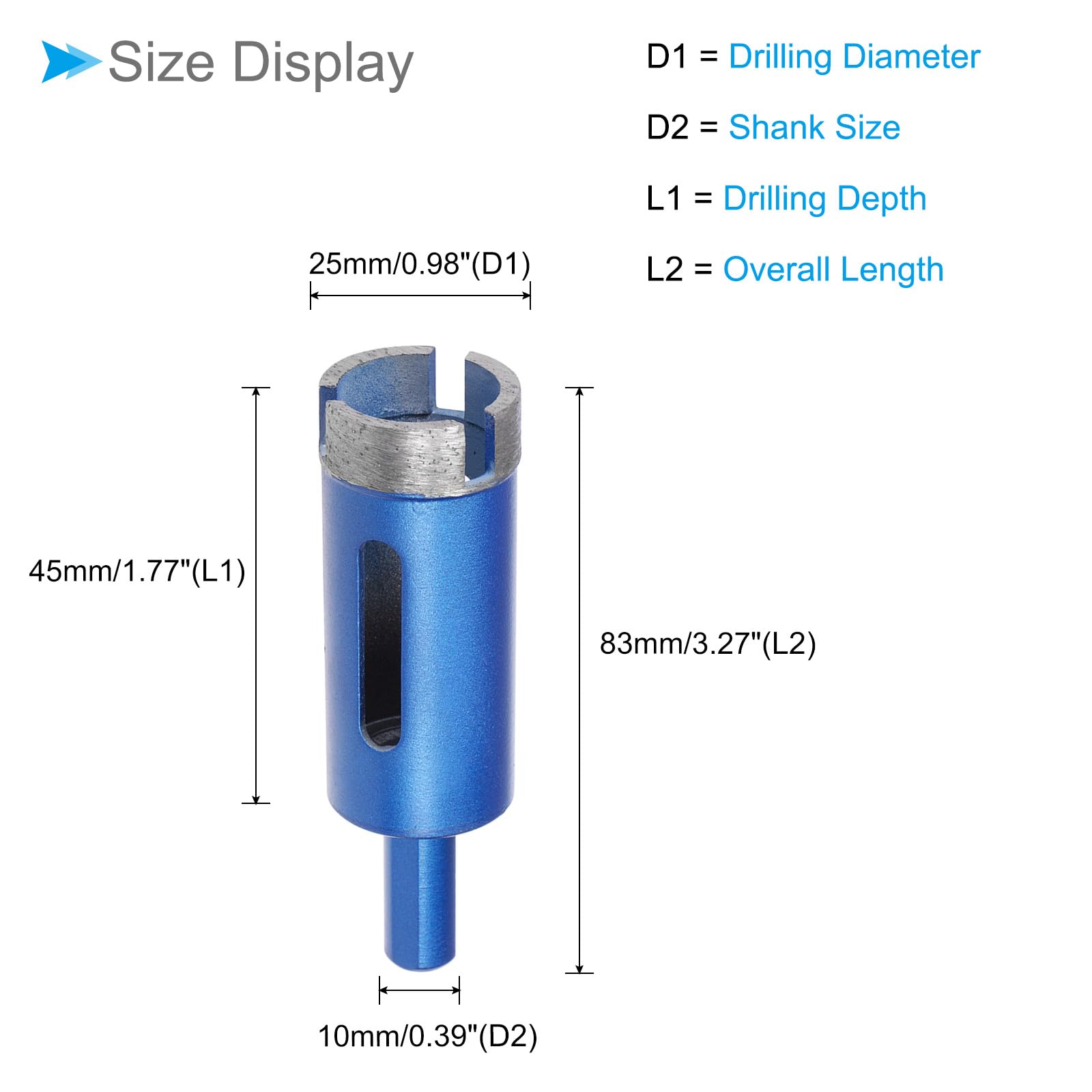 CoCud Diamond Core Drill Bits, 25mm Cutting Diameter, Diamond Hole Saws Cutter Tool - Image 2