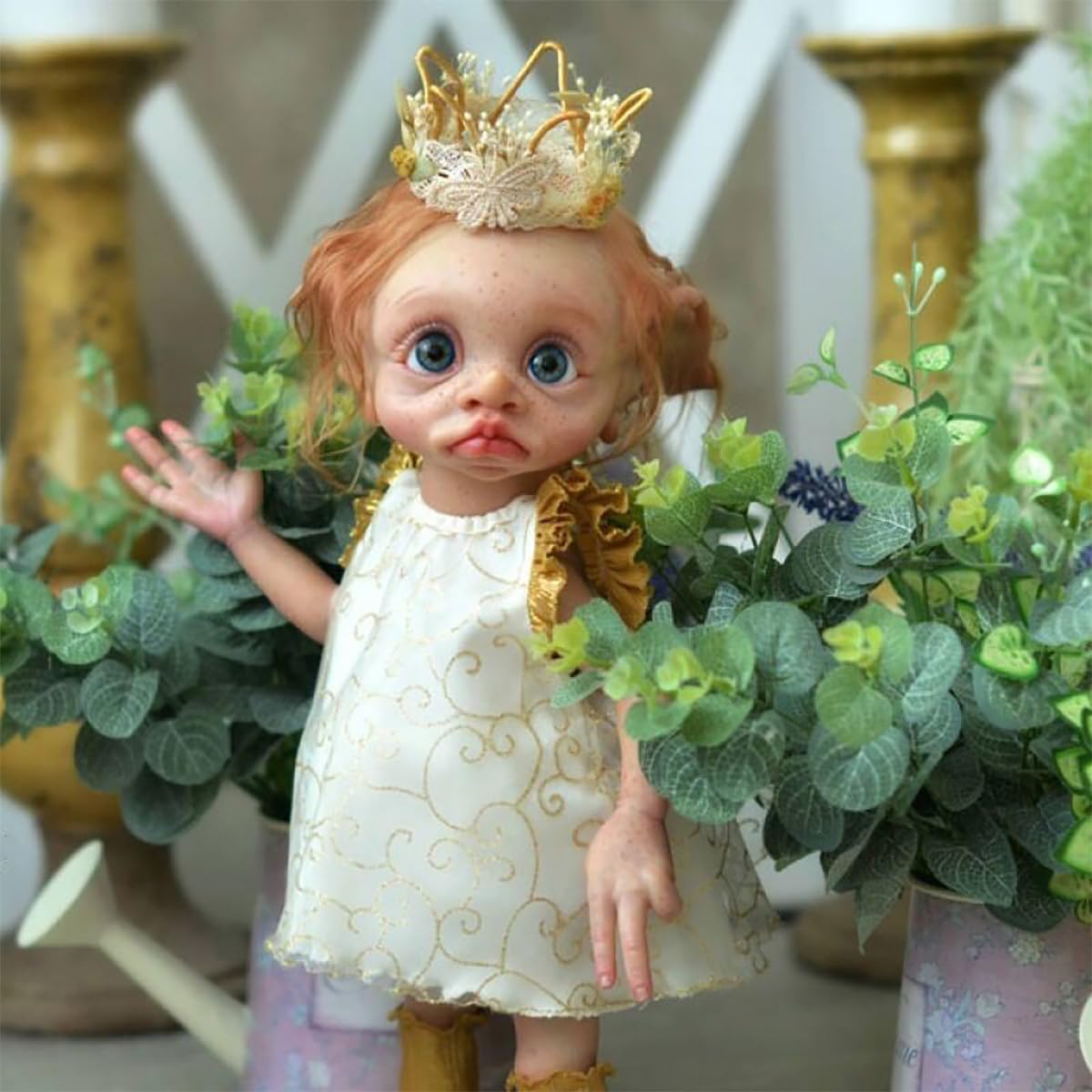MOHAIR Reborn Elf Dolls 16 inch Realistic Whole Body Silicone Vinyl Handmade Painted Dolls Standable Newborn Baby Girl