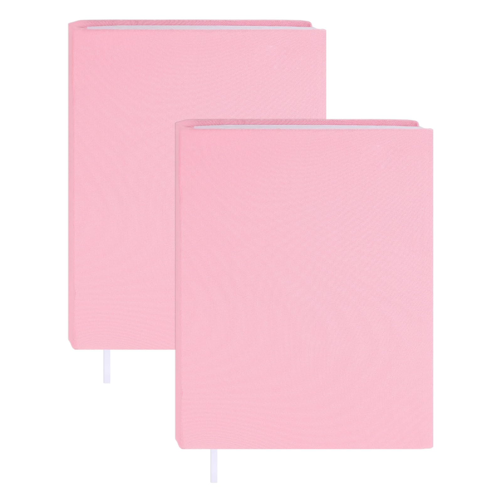 GLOBLELAND 2 Pcs Pink Stretchable Book Covers with Ribbon Bookmark 9"x11" Washable Elastic Cloth Book Protectors Fits up to 10"x12.5", Adjustable Sleeve Paperback Protector for Bible Planner
