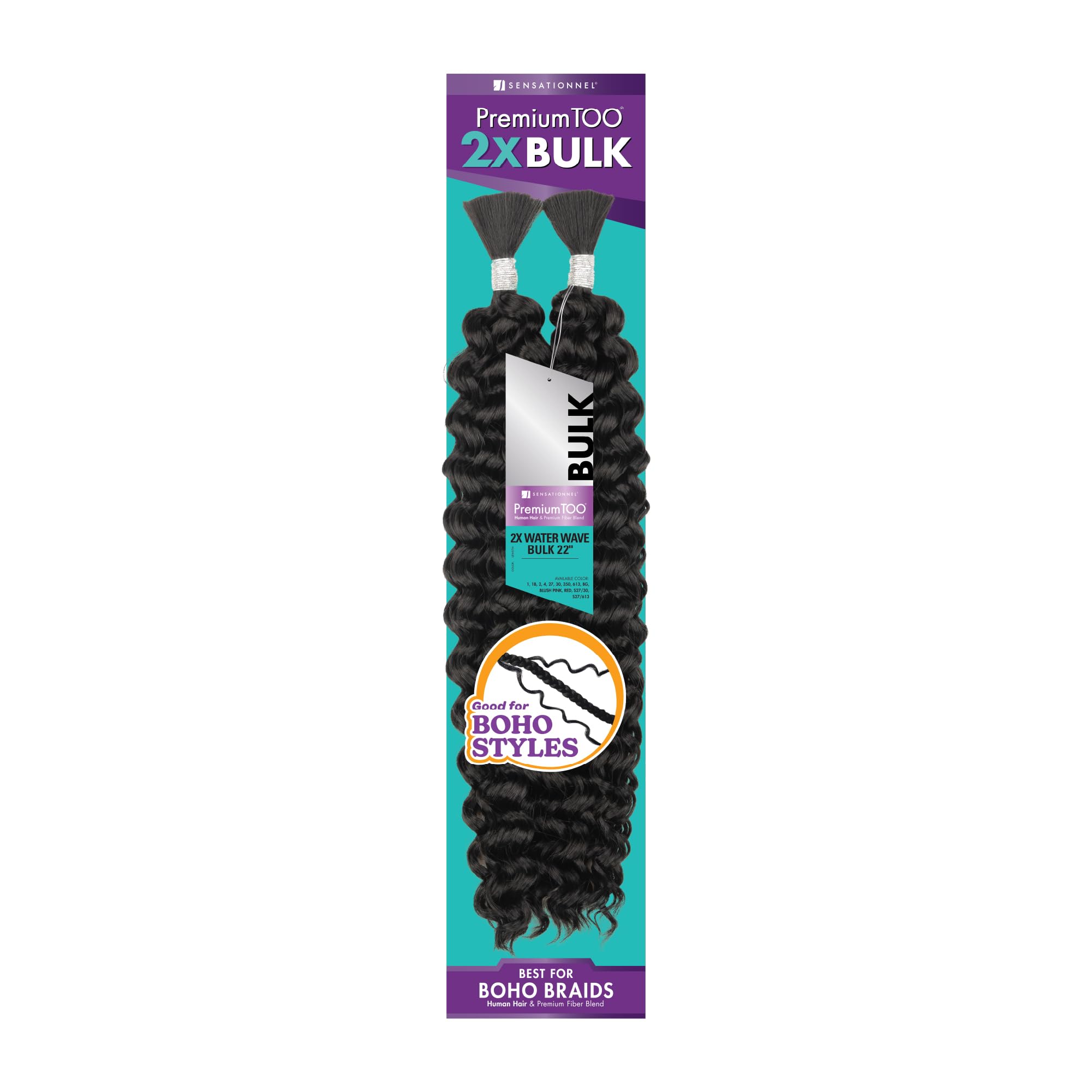 Sensationnel PremToo bulk weaving – 2x water wave human hair blend for boho, knotless box or curly loose wave styles - 1 pack (22 inch, 30 LIGHTAUBURN