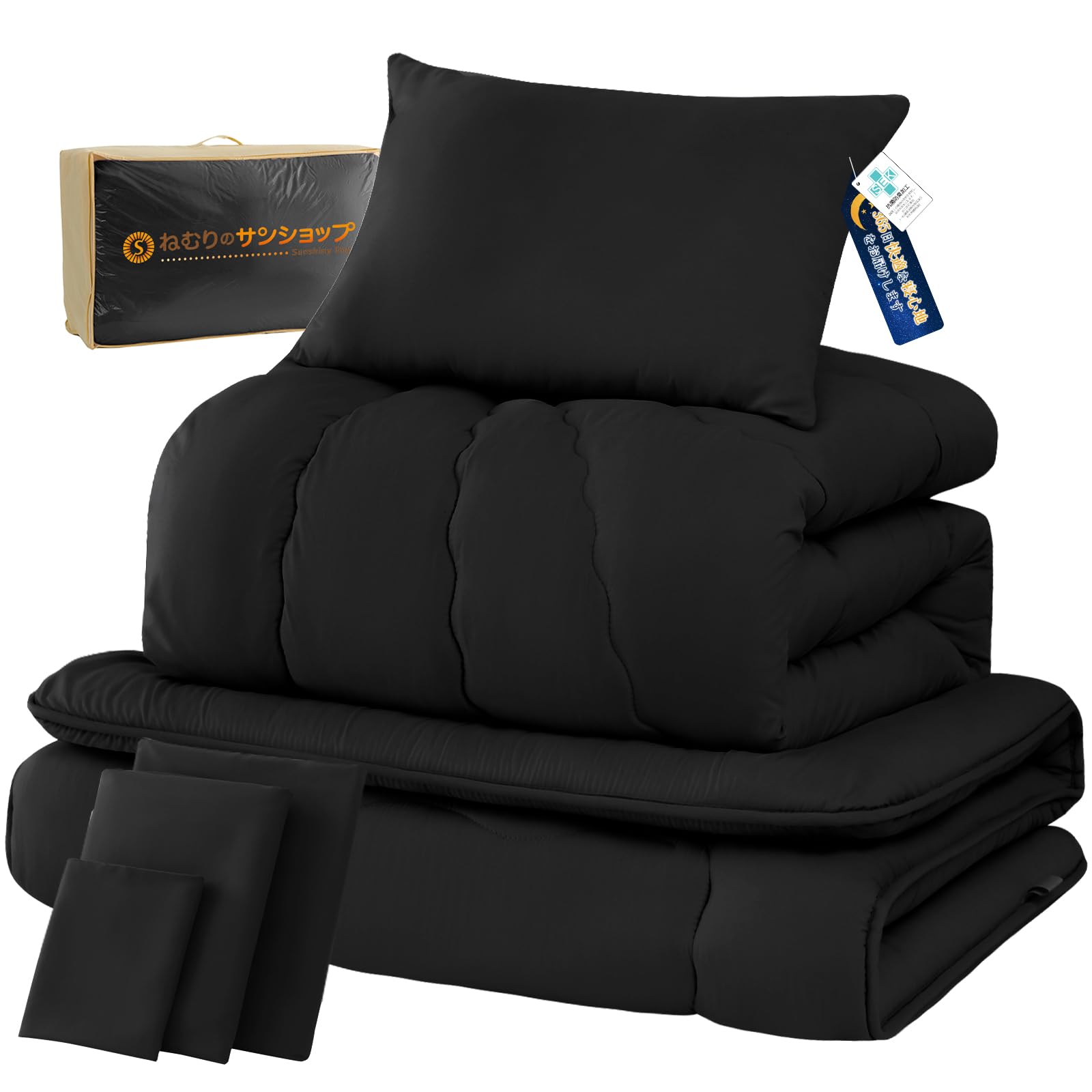 Comforter Set, Semi-Double, 7-piece Set, Bedding Set, Washable, Comforter Set for Visitors, SEK Certified, Antibacterial, Odor Resistant, Dust Mite Proof, High Density Solid Cotton, 3 Layers, Filling