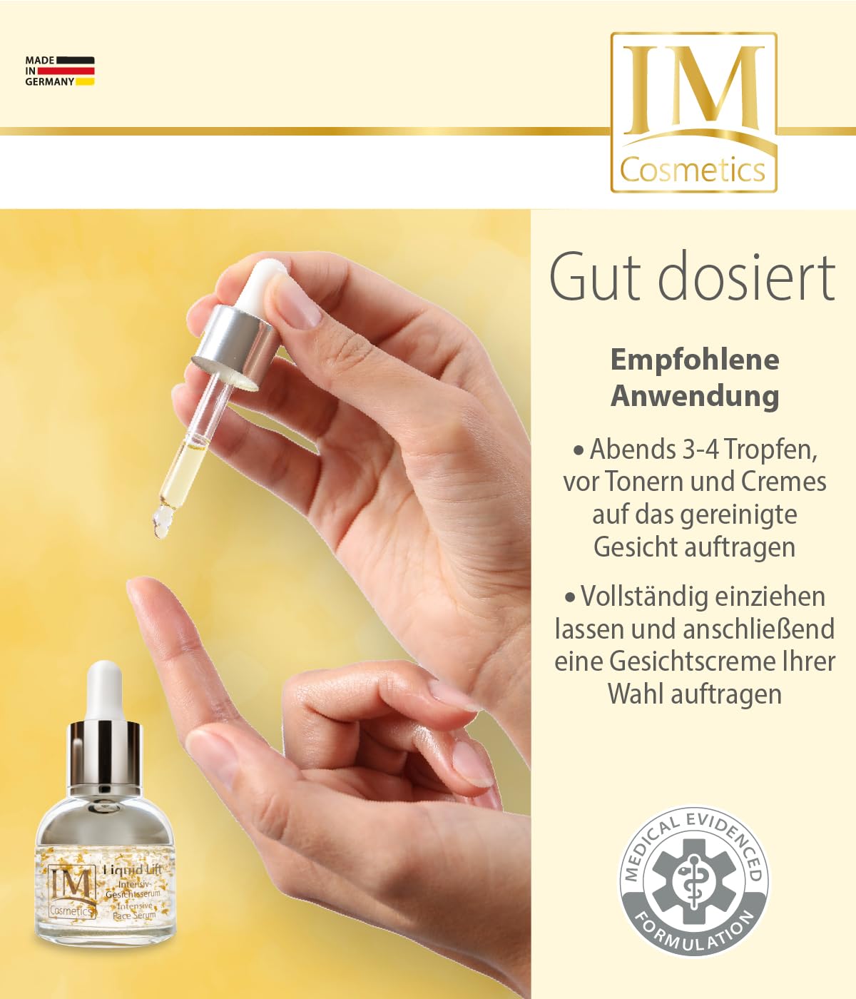 Genius IMC Liquid Lift Intensiv-Gesichtscreme und -Serum Anti-Aging Pflegeset 2-tlg spendet Feuchtigkeit, gegen Falten, Nachtpflege für straffe Haut, regt Kollagenproduktion an- Dr. Michaela Fuchs