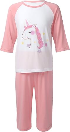 Young Girls Pajama Cute Animal Pattern Nighty Comfy Shorts Cotton Sleepwear Sets.