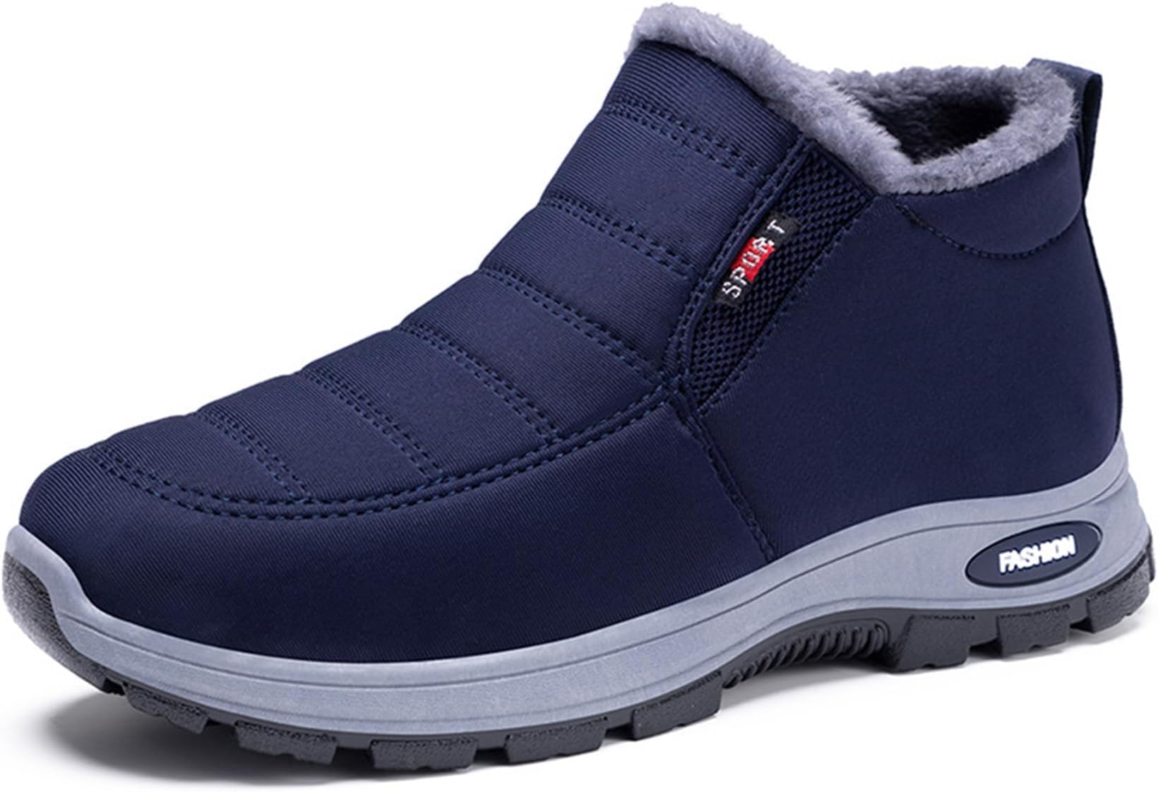 Mens Winter Warm Snow Boots,Wide Toe Lightweight Furry Lining Thermal Winter Shoes,with Arch Support,Casual Outdoor Slip On Waterproof Hiking Short Boots