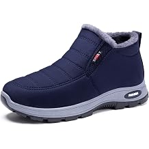 Mens Winter Warm Snow Boots,Wide Toe Lightweight Furry Lining Thermal Winter Shoes,with Arch Support,Casual Outdoor Slip On Waterproof Hiking Short Boots