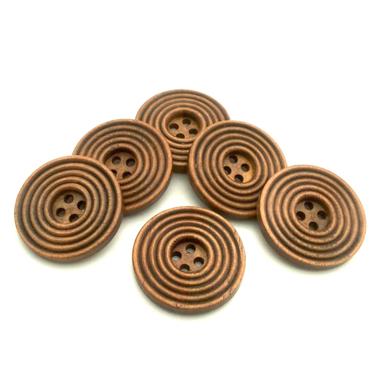 Botones, 7 tamaños Color café Botones de Madera en Espiral Redondos 4 Agujeros Costura Scrapbooking Manualidades Ropa Botón de Madera Hecho a mano-28 mm 20 Piezas (Tamaño: 15 mm 50 Piezas)
