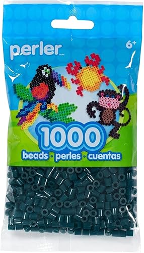 Perler 80-15261 Cuentas de fusibles a granel para actividades de manualidades, verde abeto, pequeñas, 1000 unidades