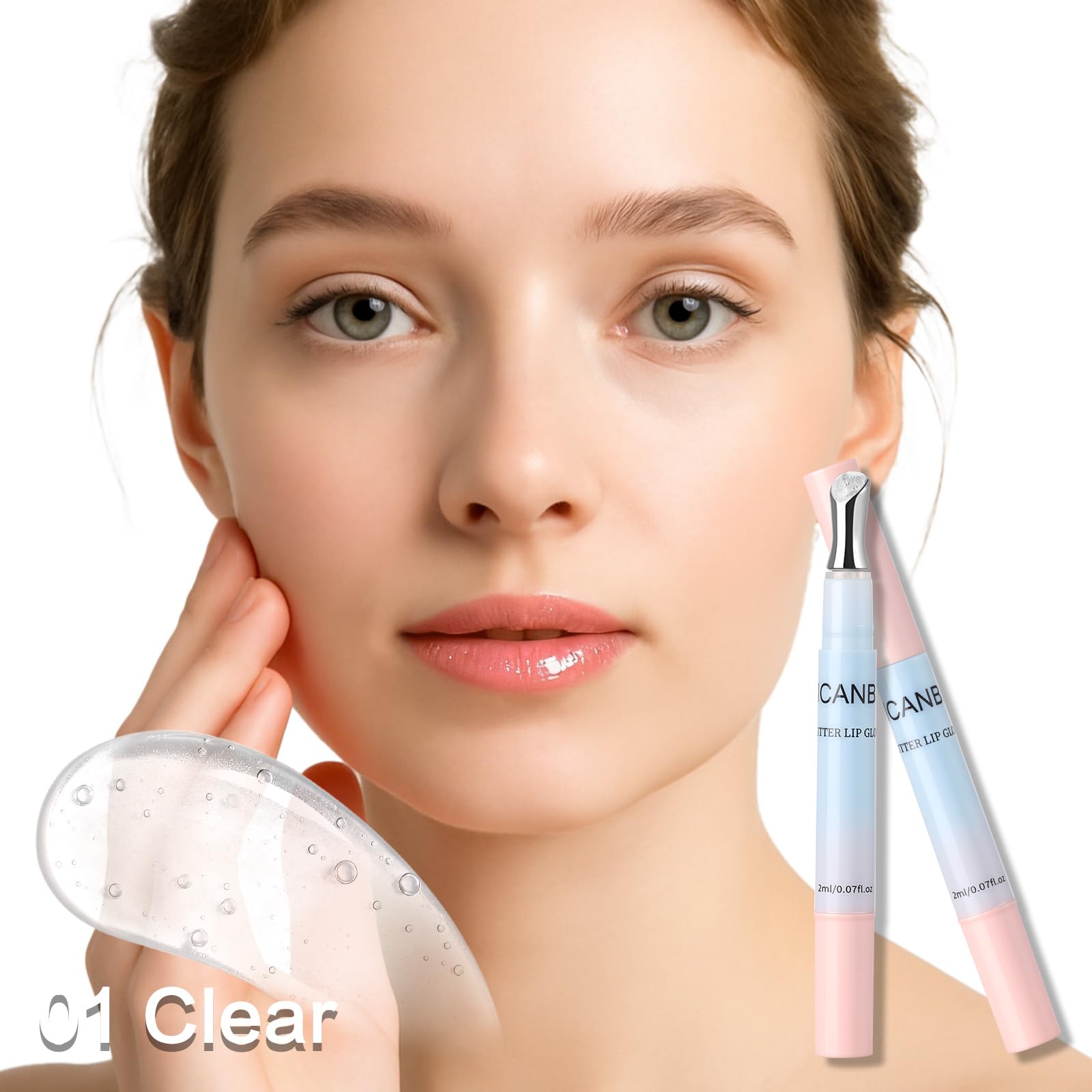 UCANBE Butter Lip Gloss: Nawilżająca i odżywcza pomadka do ust, metalowa końcówka, lekka, nieprzywierająca, miękka, błyszcząca (01 Transparent)