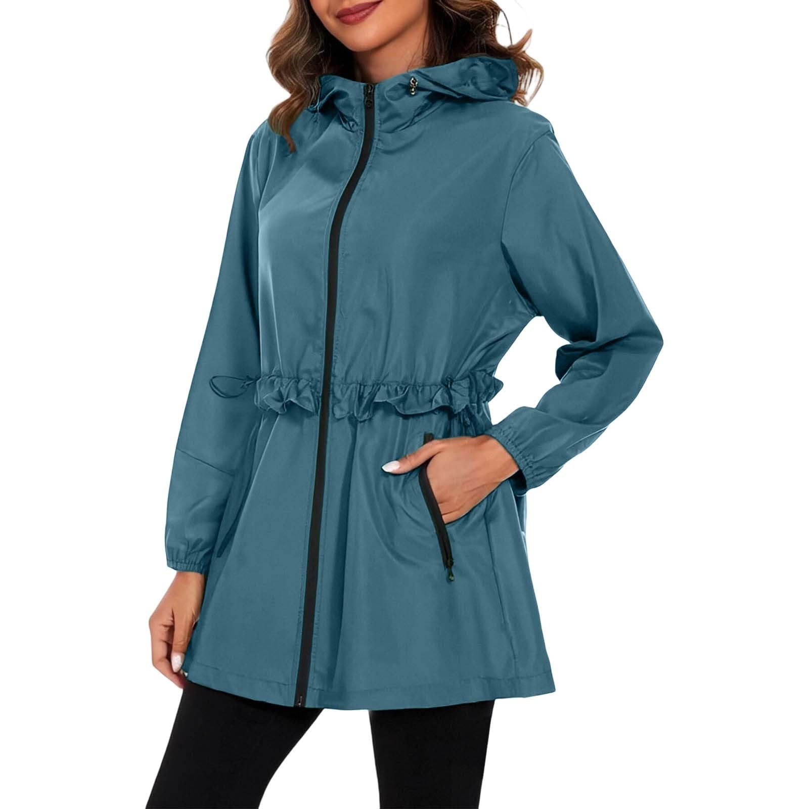 Generisch Poncho de lluvia para mujer, chaqueta para exteriores, chubasquero con capucha para deportes y actividades, cortavientos ligero para todas las condiciones climáticas