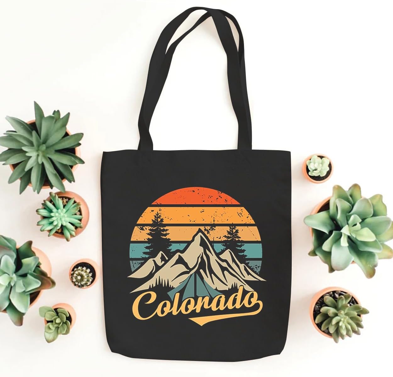 Hiking Camping Canvas Tote Bag for Women Colorado Mountain Shopping Bag Eco-Friendly Reusable Grocery Bag - Image 4