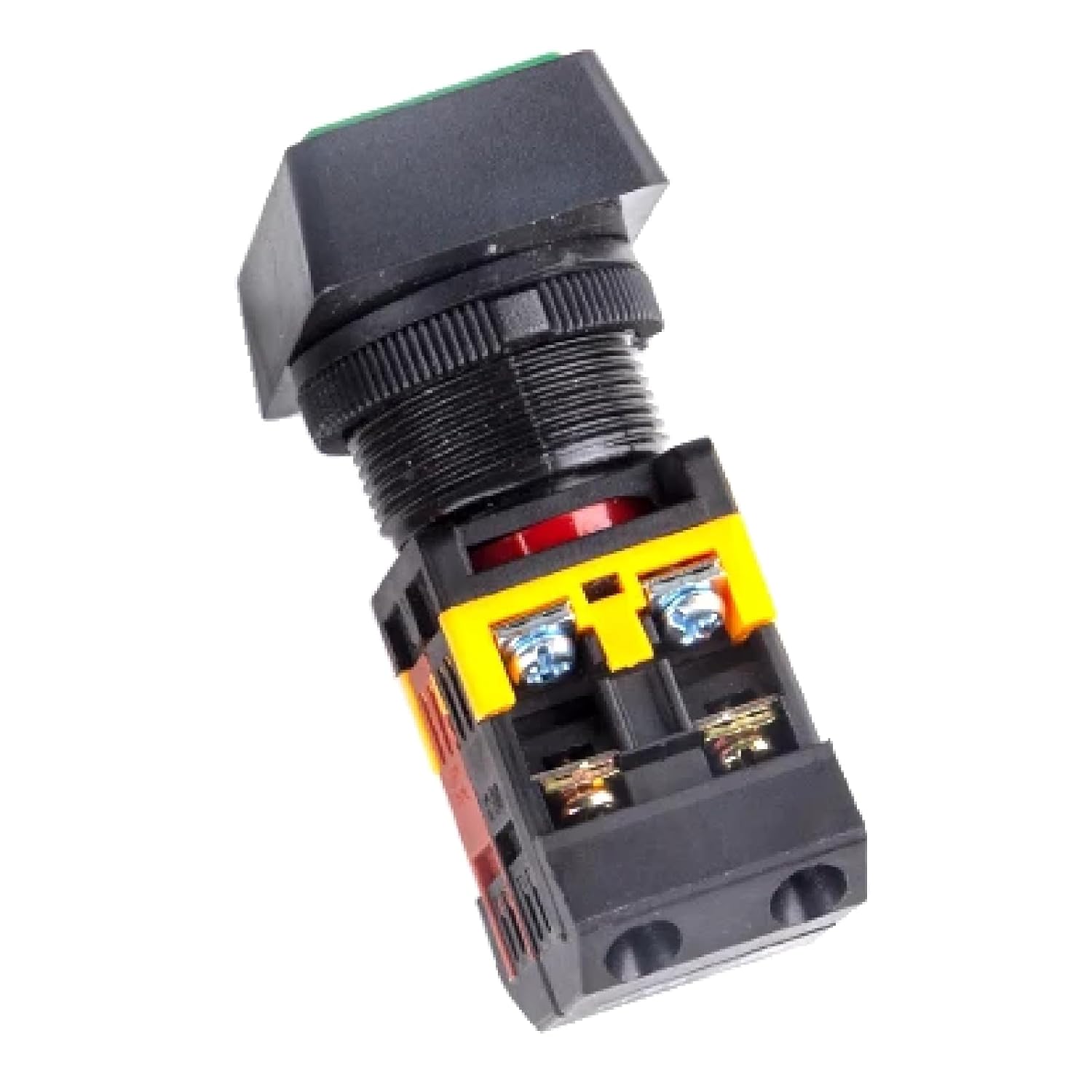 Push Button Switch with LED Indicator Light, 22mm/25mm/30mm Mounting, Momentary Self-Reset On/Off, 10A 660V, Red Green, Industrial Control Panel (APBB-22 110 V)