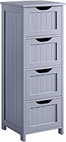 Yaheetech 4-Drawer Bathroom Floor Cabinet - Slim Wooden Free-Standing Storage Organizer for Bathroom, Hallway, Living Room, Gray