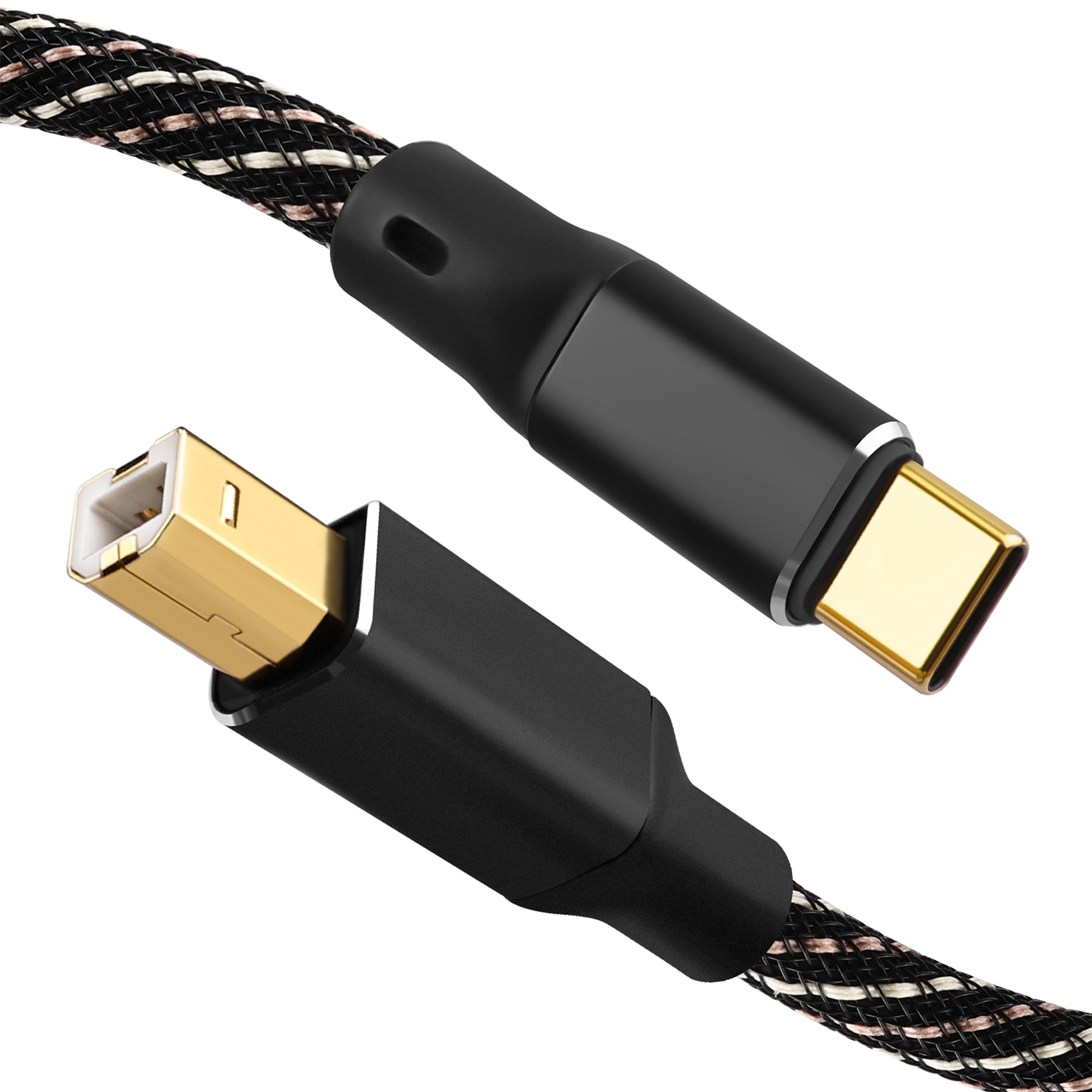Câble audio USB B vers USB C, câble d'imprimante tressé OFC 6N plaqué or, pour Hi-Fi DAC, amplificateur, contrôleur DJ, audiophiles et amateurs de musique (0,5 m)