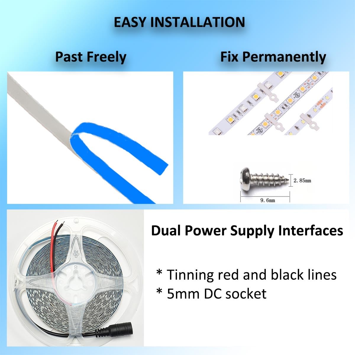 HOMINA LED Strip Lights, 5M 600 LEDs 24W LED Light Strip, 4000K Bright Natual White Dimmable Tape Light for Bedroom Kitchen - Image 4