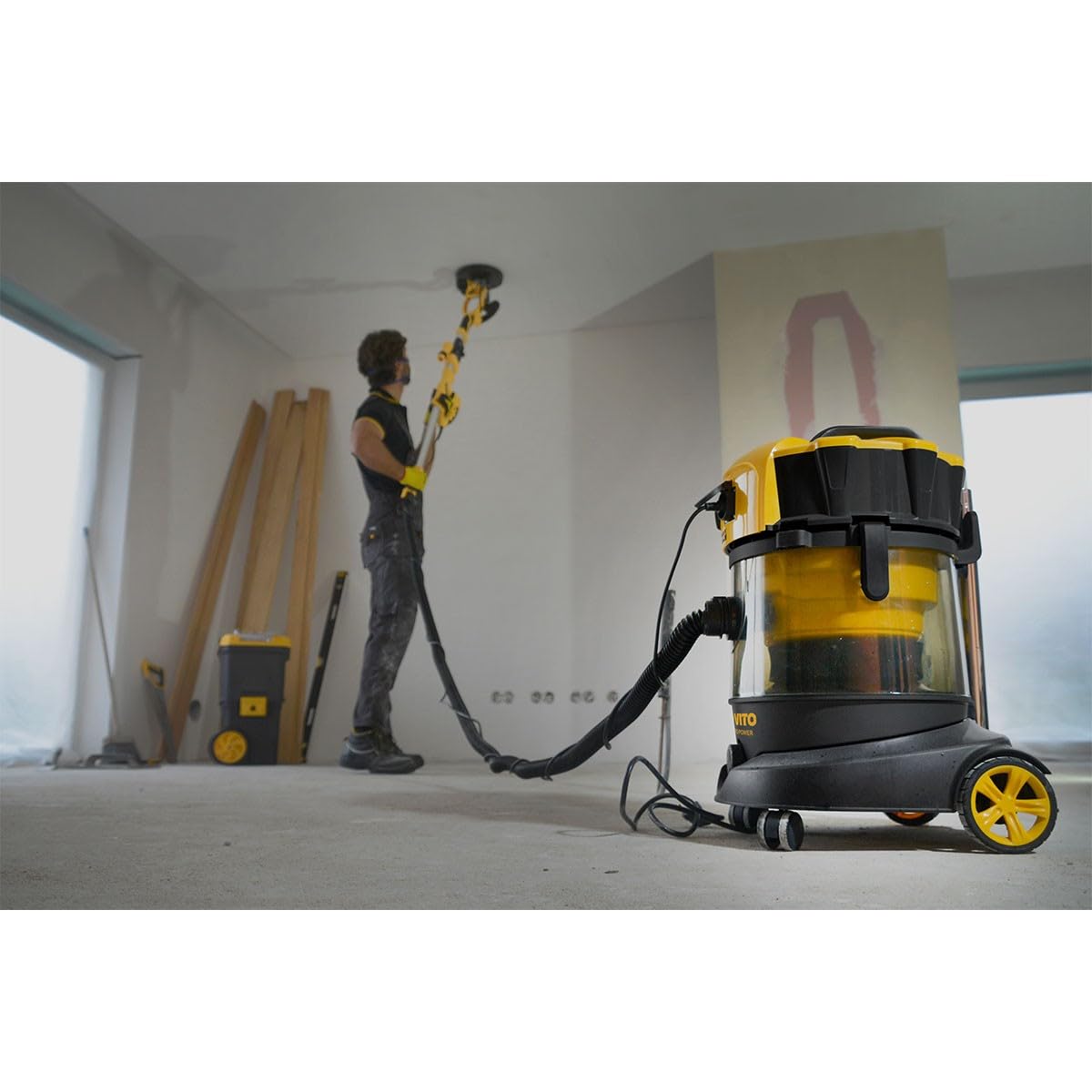 VITO – Aspirador yesos agua y polvo 1200 W depósito 25 L profesional astillero taller