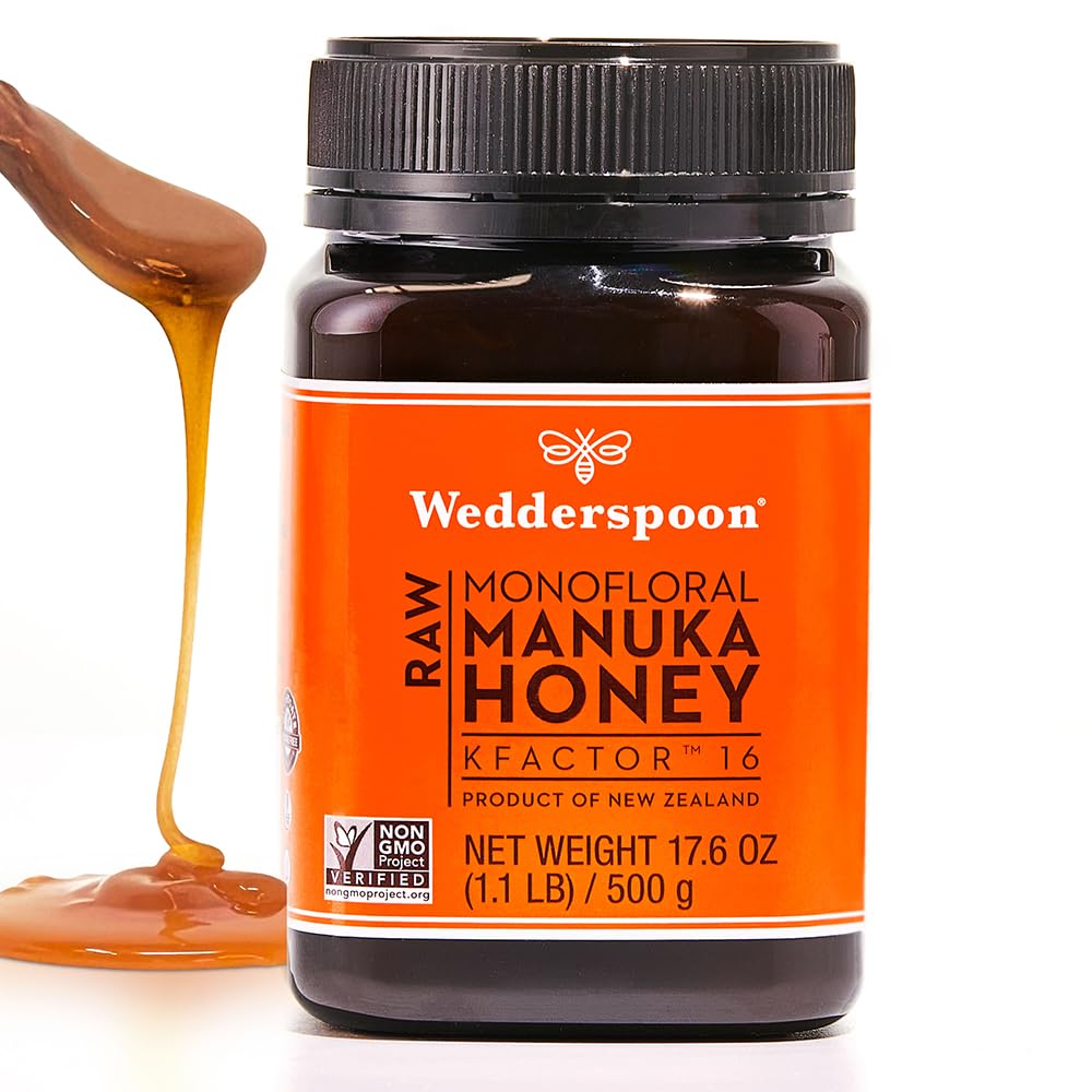 Wedderspoon100% Raw Manuka Honey, Kfactor 16, 17.6 Oz (500 G)