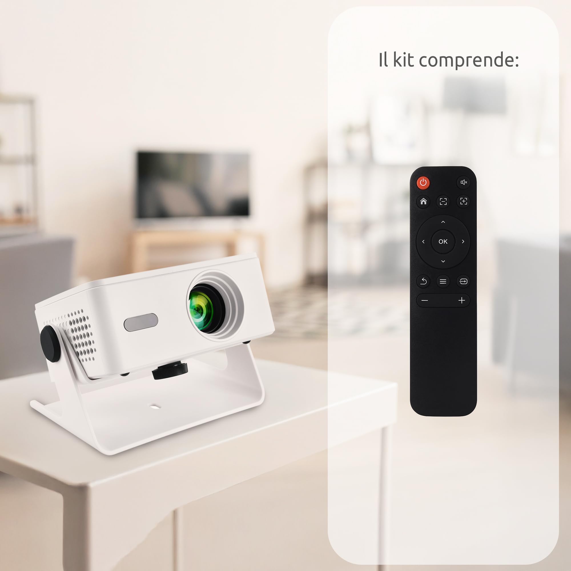 IRRADIO Videoproiettore Smart Full HD 150 ANSI Lumen | Mini Videoproiettore 4K Supporto Full HD 1080P con Android 13 e Auto Focus - Accesso diretto all'App Streaming e WiFi Dual Band
