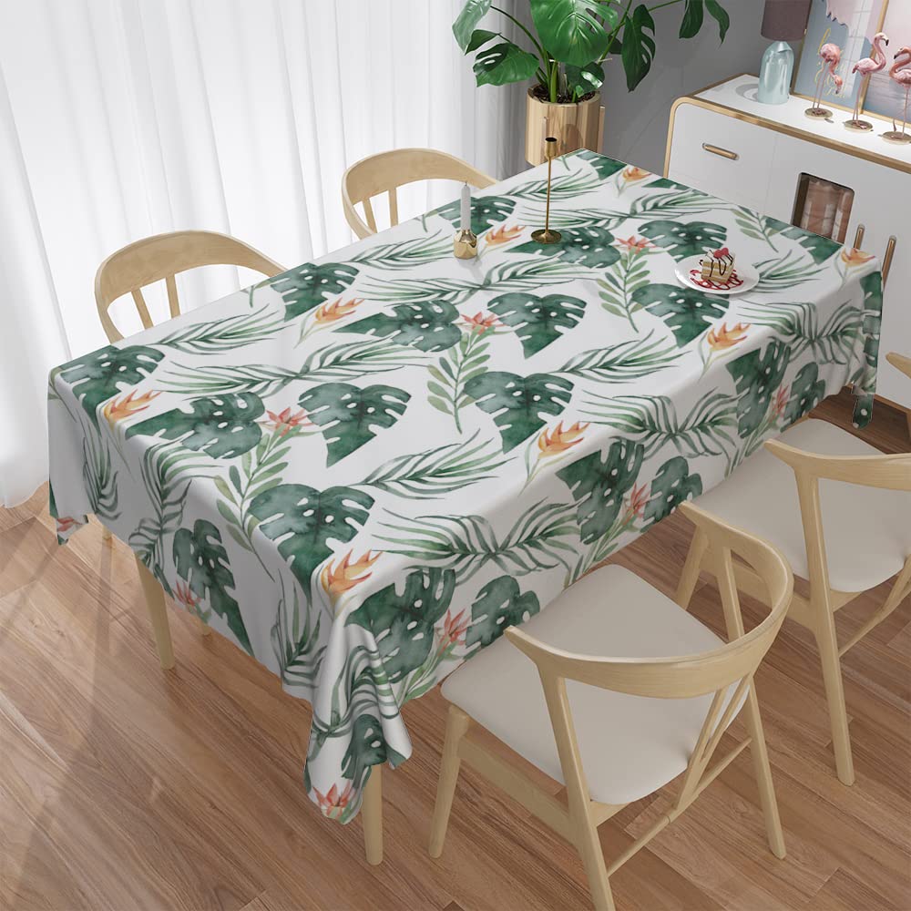 Hoja Verde con Flores Mantel Estampado Impermeable Cubierta De Mesa Rectangular Comedor-Café-Mantel Mesas Decoración De Fiesta-002,140x180cm