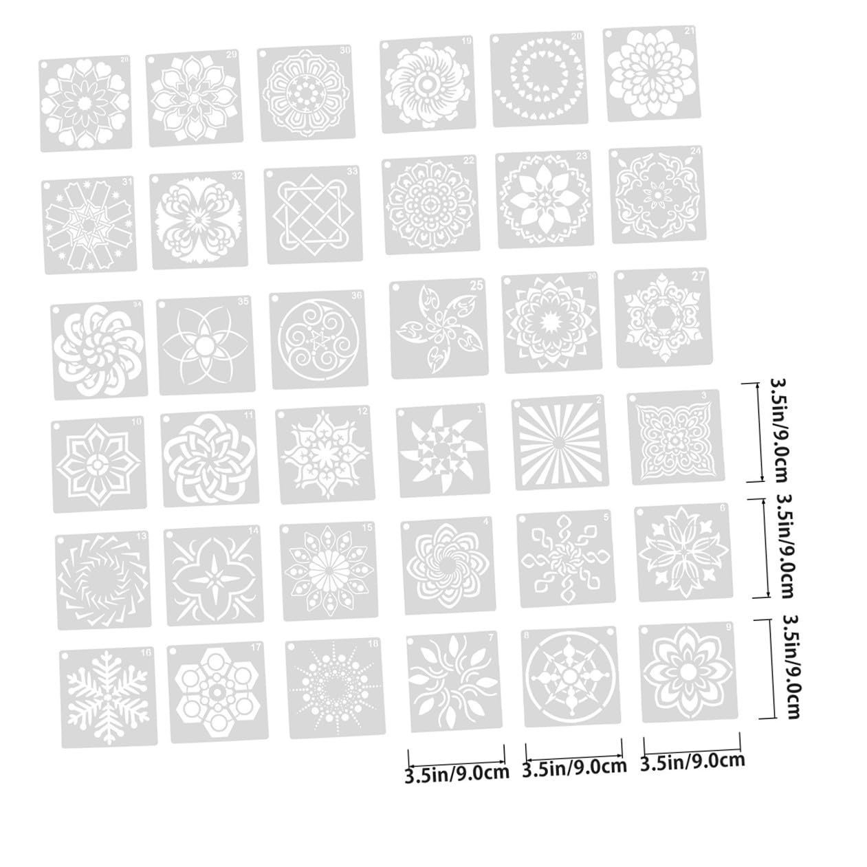 Lurrose 3 Set di Modelli di Disegno Mandala 36 Stili Stencil per Pittura Murale Stencil per Arte Murale 36 Pezzi * 3