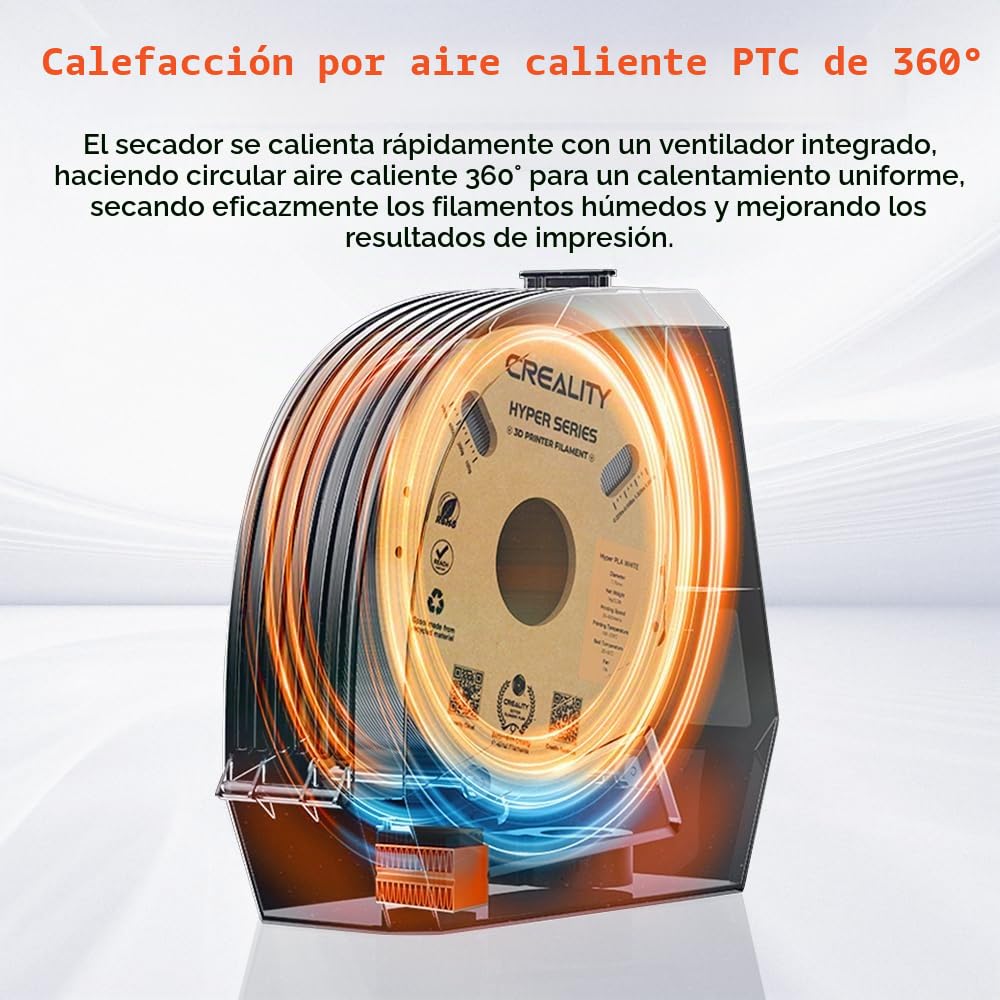 Creality Secador de filamentos oficial Space PI, impresora 3D, caja secadora de filamentos con calefacción de aire caliente PTC 360°, caja de almacenamiento de deshidratador de filamentos para PLA ABS
