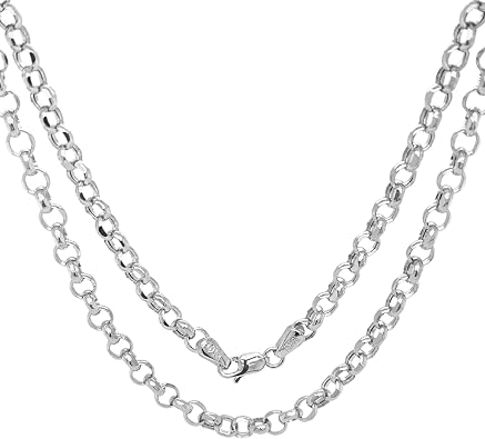 JEWELHEART 14K Yellow Gold Rolo Chain Necklace for Women & Men, Real Diamond Cut Round Link Chain for Pendant with Lobster Clasp, Genuine White Gold Necklace 1624 Inch, 1.5mm5.2mm