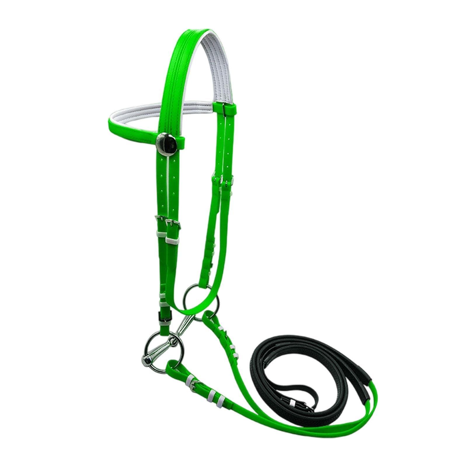 Qianly Brida para Caballo con Riendas Cabezada Regulable Ecuestre Arnés con Cuerda Intercambiable Acolchado Cómodo en PVC Y Acero Inoxidable Uso Recomendado