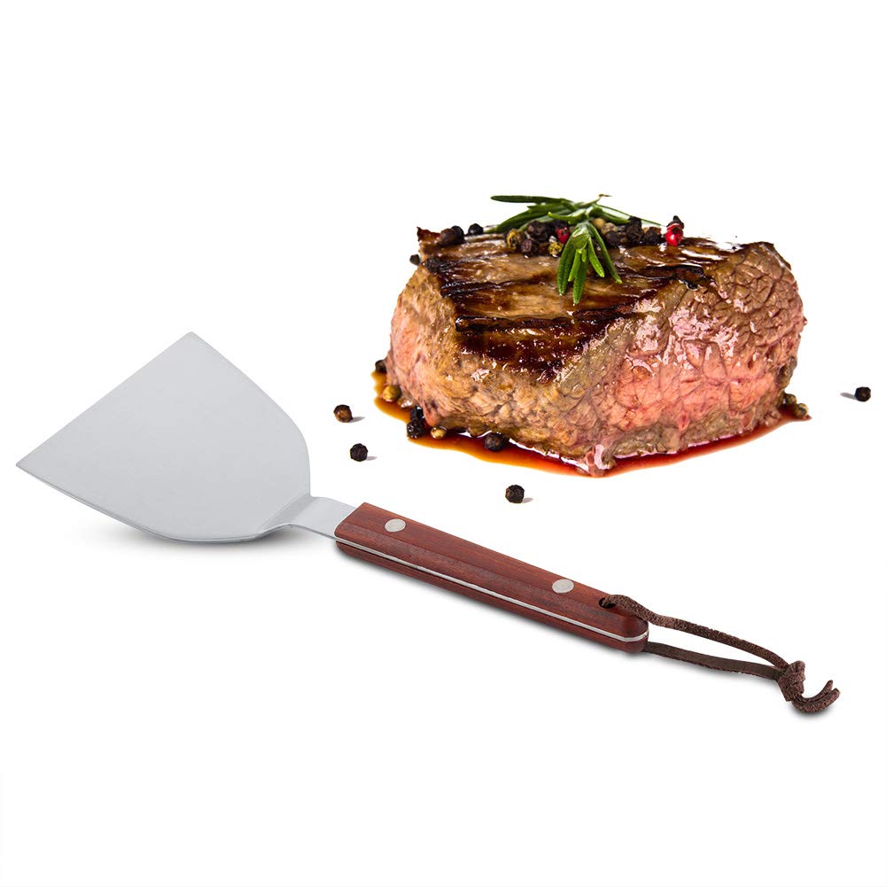 Pwshymi Stainless Steel Cooking Shovel, Treatment Barbecue Shovel with Comfortable Handle for Cake Pizza Points