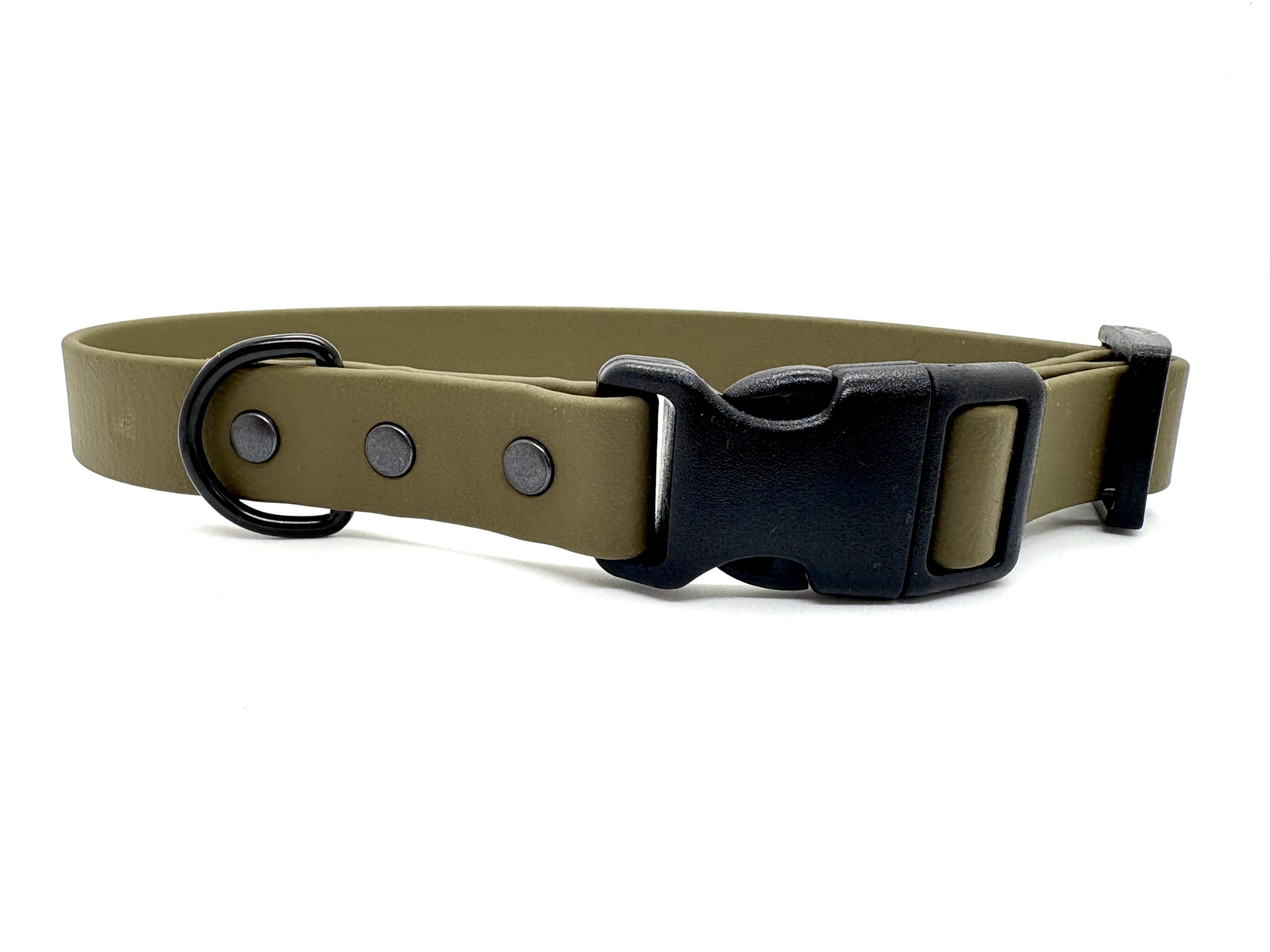 Biothane Waterproof Dog Collar with Quick Release Buckle (Olive, Small 25cm-30cm 20mm wide) — image 1