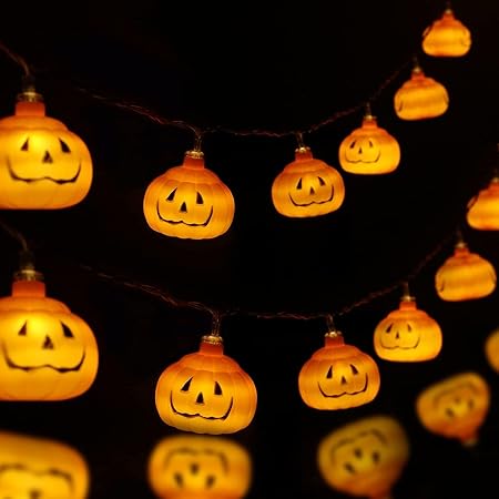 Kürbis Lichterkette 3m 30 LED - Herbst Deko Für Innen, Batteriebetrieben Mit Timer-Funktion