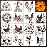 Keluna Chicken Stencils for Painting on Wood - 15 Pcs Farmhouse Chicken Stencils, Animal Stencils for Crafts Reusable, Farm Rooster Painting Stencils on Canvas Wall Furniture