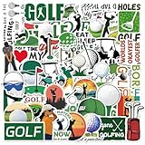 50 Pieces Golf Stickers, Ball Vinyl Sticker for Water Bottle, Helmet, Laptop, Phone, Green Oxygen Light Friendship Gifts, Ball Party Favors, Sport Stickers Golf Decorations for Kids Teens Boy