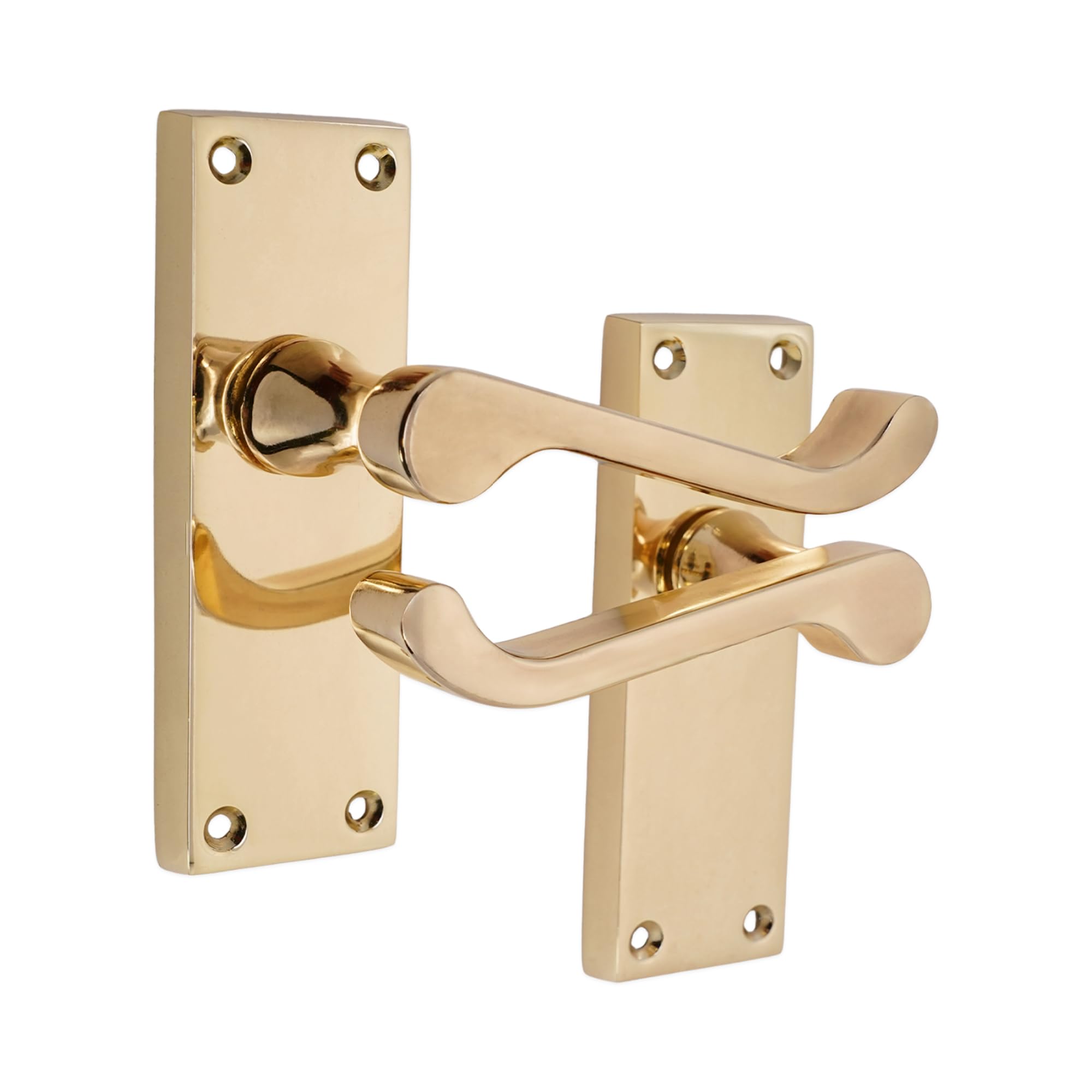 Infinity Decor Victorian Scroll Lever Latch Lock Bath WC Privacy Door Handle Chrome/Brass/Satin, Suitable for All Types of Internal Doors (Polished Brass, Latch Handle)