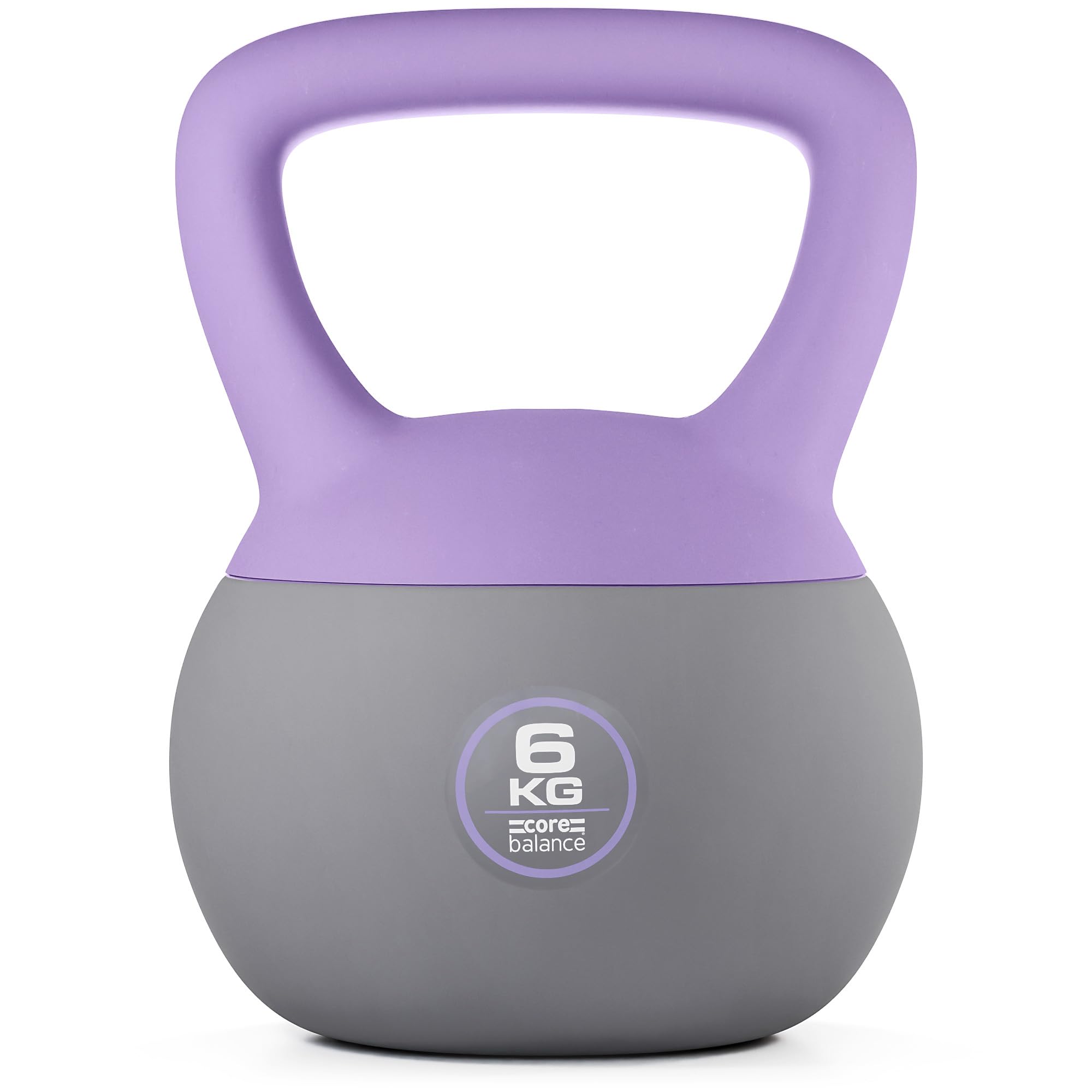 Core Balance Soft Kettlebell 6kg, Soft-Touch PVC with Iron Sand Filling, Reduces Impact & Noise, Wide Ergonomic Handle, Anti-Slip Base, For Home Gym Fitness, Cardio & Strength Training