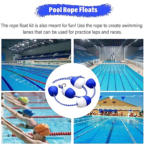 Cuerda y flotador de seguridad para piscina 7m azul blanco miniatura 3