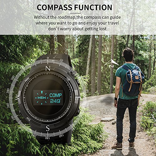 SKMEI Men's Digital Sports Watch OLED Screen Military Outdoor Survival Waterproof Wrist Watch with Dual Time Zone Compass Pedometer Thermometer Stopwatch3