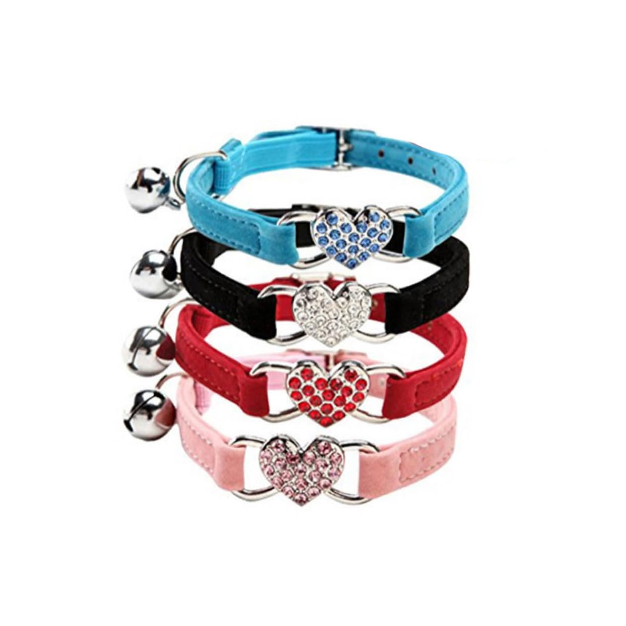 Collier Réglable pour Chat Forme Cœur avec Décoratifs et Clochette Accessoire et Élégant pour et pour Usage Quotidien Intérieur et Extérieur pour Propriétaires Animaux