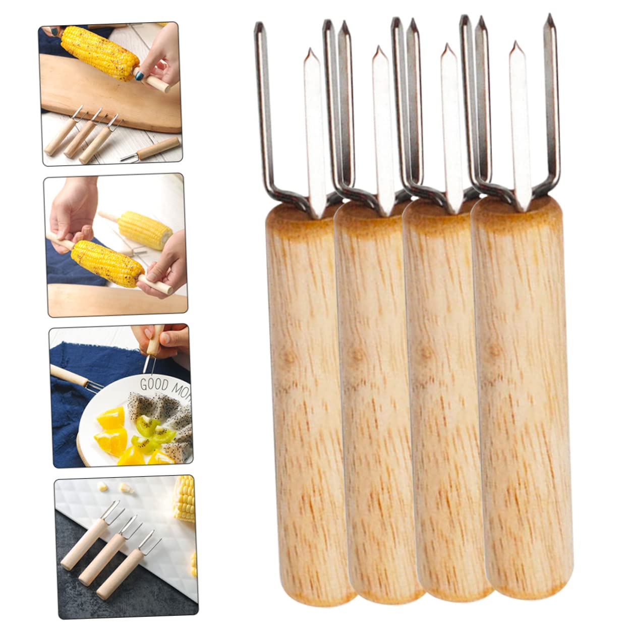 GLEAVI 5 Sätze Teiliges Maiskolbenhalter Aus Multifunktionale Bbq Gabeln Für Grillen Und Camping Praktische Spieße Für Fleisch Und Gemüse 6 Stücke * 5