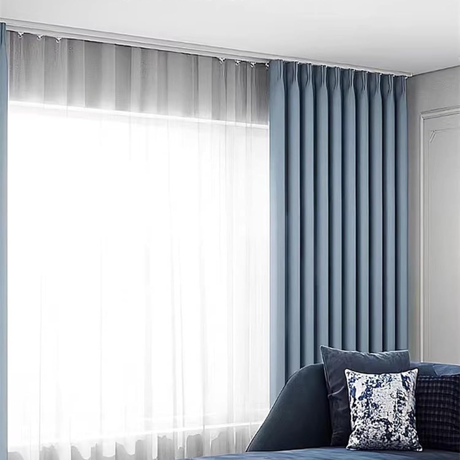 目に見えない超薄型カーテンレール、天井取り付け、部屋の仕切り、リビングルーム、寝室用のアルミニウムカーテンレール、取り付け簡単(Ch