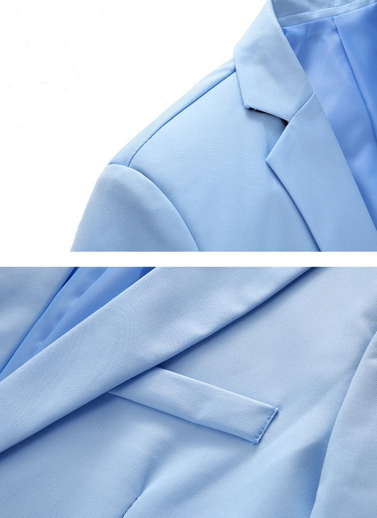 Giacca Uomo Elegante,Blazer Casual da Uomo Leggero Tinta Unita Business con Un Bottone E Risvolto Giacca da Abito Slim Fit Sportivo con Tasche Capispalla per Matrimonio Ballo Smoking Blu M