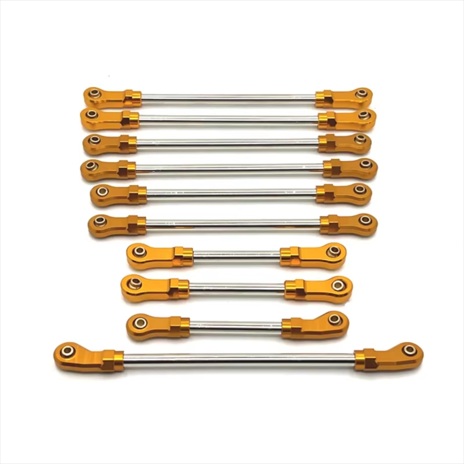 Rc Special Connecting Rod for WLtoys 104006 104010 104020 104026 10Pcs Metal Pull Rod for Fit Remote Control Car Parts and Accessories Upgrades Replacement and Use(Yellow)
