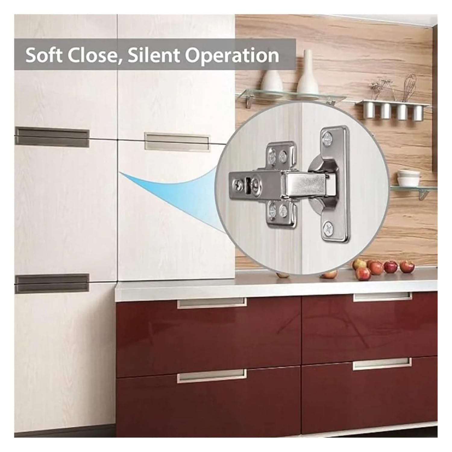 Straight Arm Full Coverage Hinge Door Wardrobe Cushion Automatic Adjustment Off Silent Buffer Damper Hardware Furniture(6Pcs)