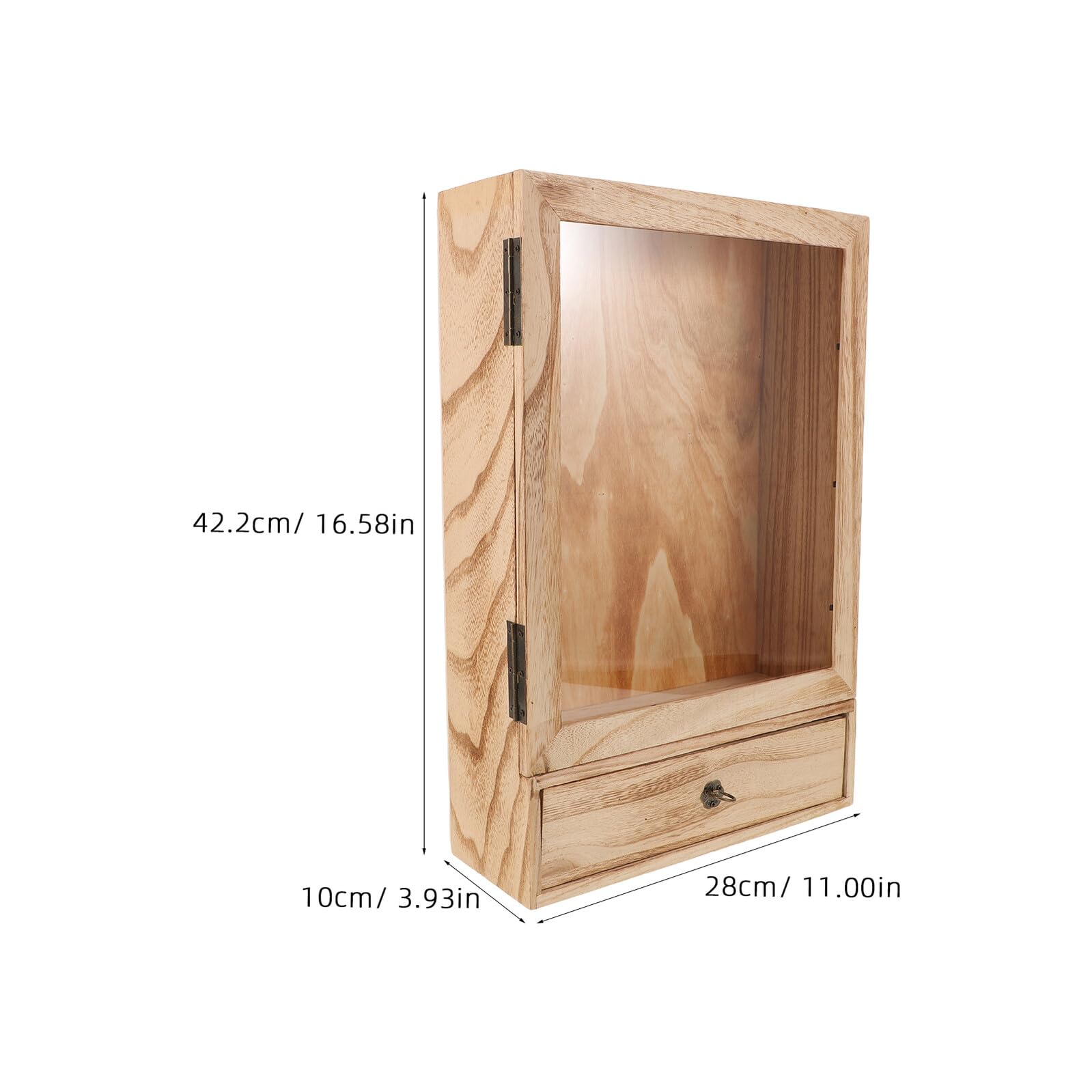Veemoon Caja De Muestra De Madera Sólida Bastidor Vitrina para Coleccionables Marco De La Imagen Light Brown