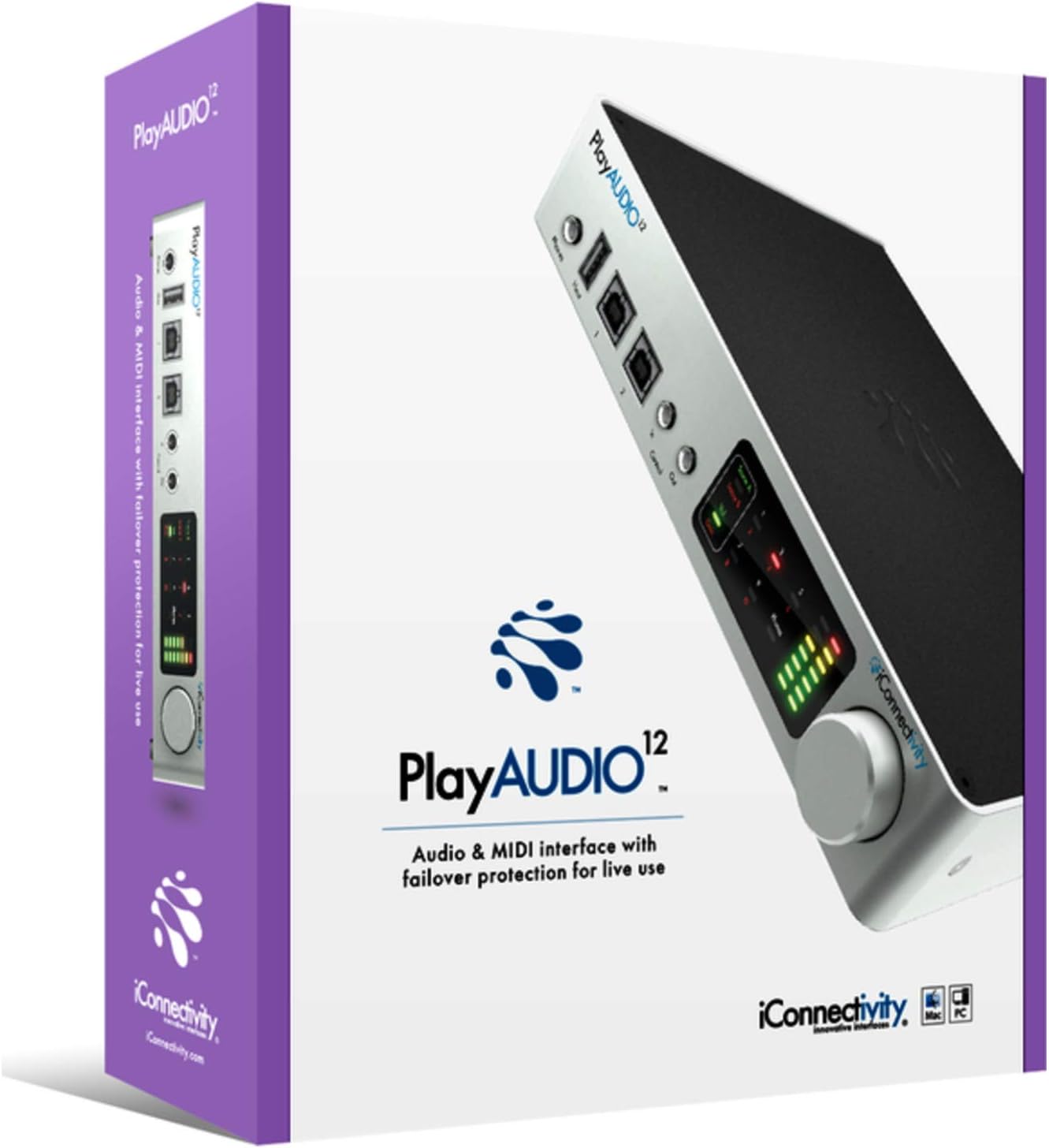iConnectivity PlayAUDIO12 product box, showing the device and branding.