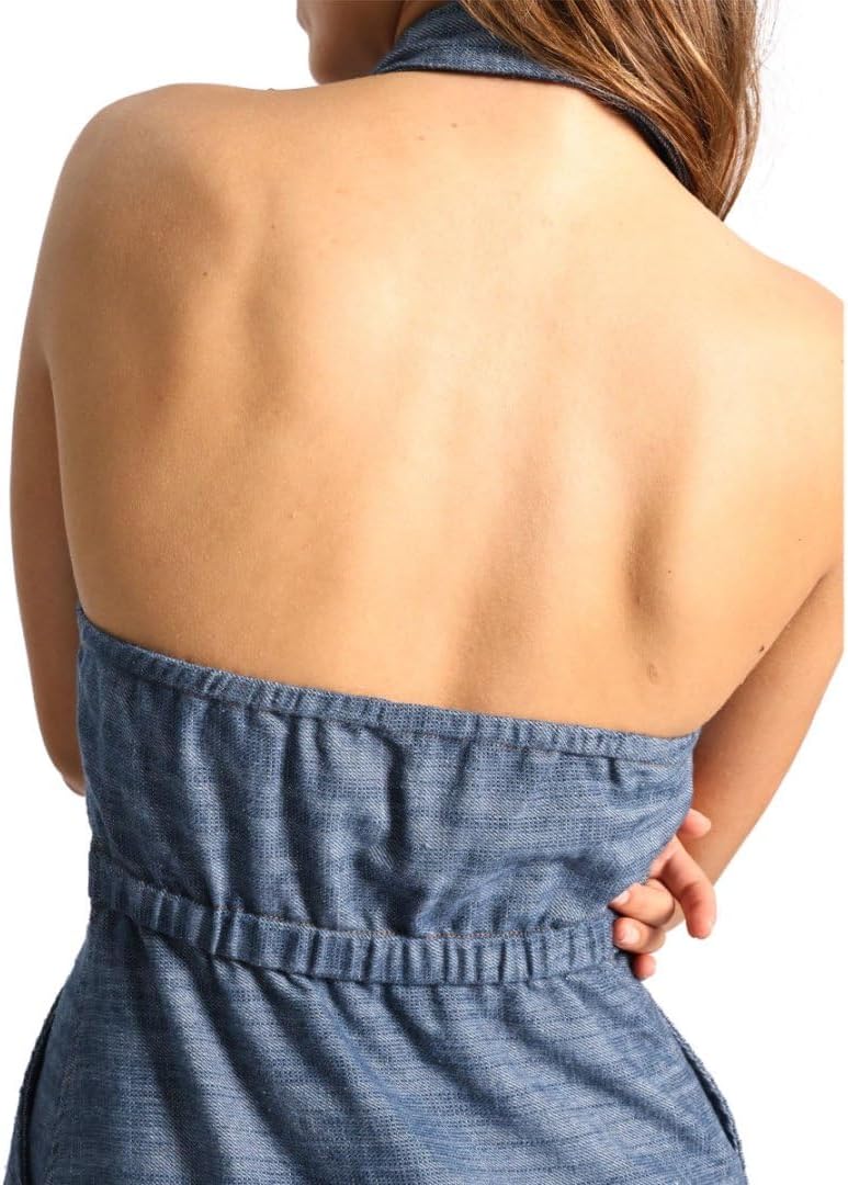 Amazhiyu Women's Linen Button Down Elastic A-Line Maxi Dress Backless - Image 5