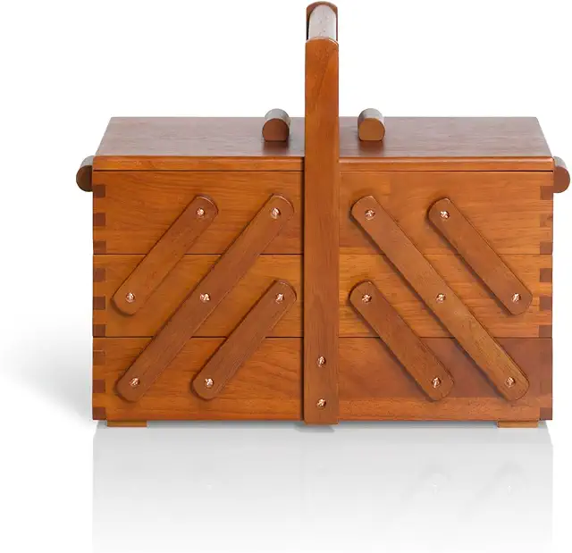 Boîte à Couture en Bois Foncé M Marron - Organisation Pratique